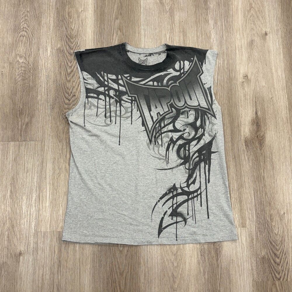 Y2K Tapout UFC MMA Graphic Sleeveless Muscle Shirt Gray Mens Size XXL